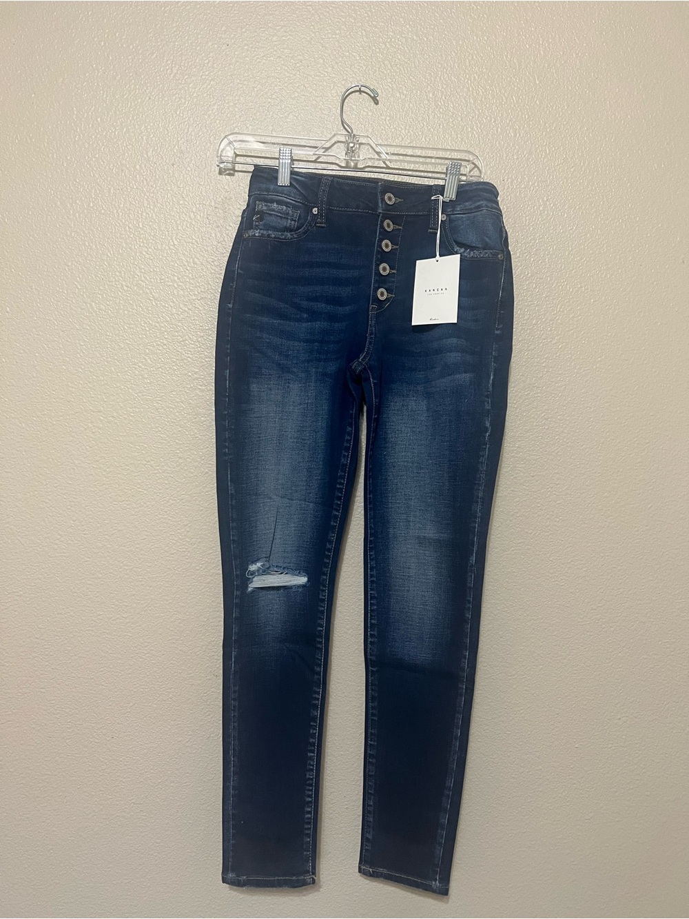 KanCan Dark Blue High-Rise Button-Fly Skinny Jeans